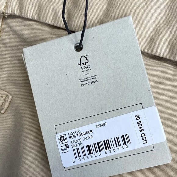 AllSaints Men’s Elm Slim Trouser – Stone Taupe Beige – Size 28 - Picture 9 of 9